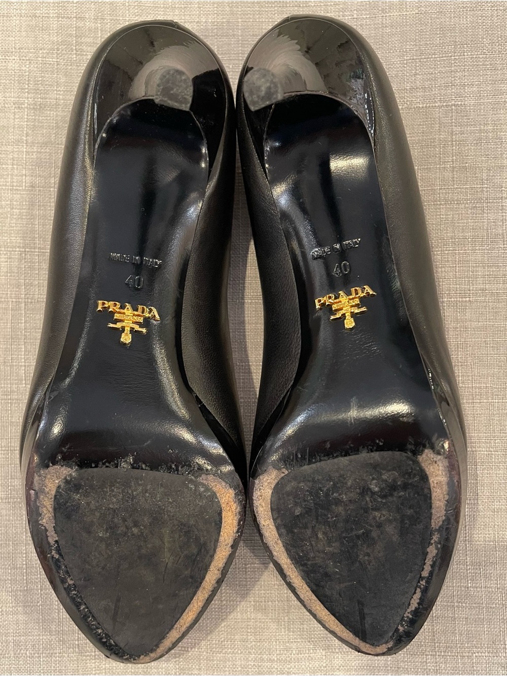 Prada black leather almond toe heels size 40 patent platform and heels luxury - Picture 5 of 11